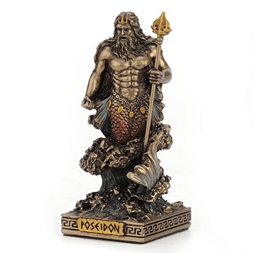 Veronese Design 3 3/8 Inch Poseidon The Greek God of The Sea Resin Miniature Bronze Finish Figurine - Image 2