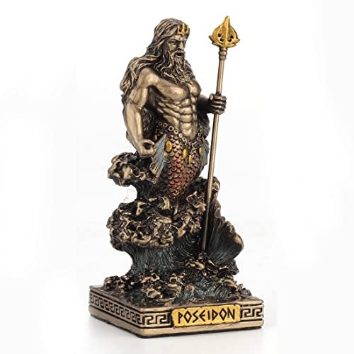 Veronese Design 3 3/8 Inch Poseidon The Greek God of The Sea Resin Miniature Bronze Finish Figurine - Image 3