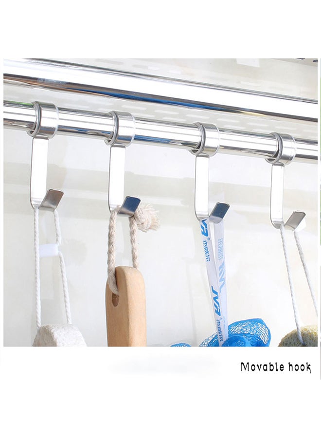 Silver Stainless Steel Double Bathroom Shelf 17.5x8.5x42.5cm - Image 5