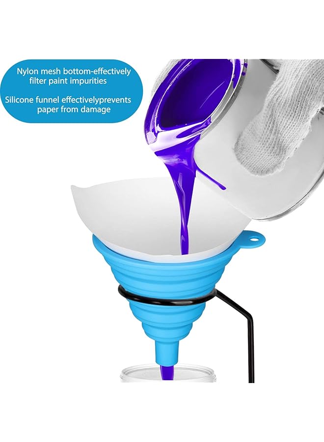 KASTWAVE 100 Packs Paint Strainers Cone Paint Filter With 190 Μm Filter Tips And 1 Pack Silicone Funnel, Cone Shaped Nylon Mesh Funnel For Automotive, Spray Guns, House - Image 5