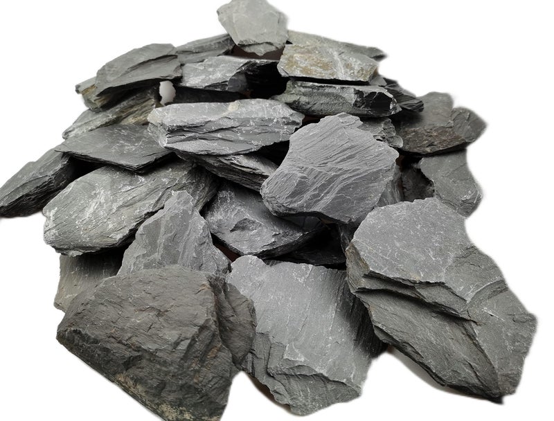 Voulosimi Natural Slate Rocks PH Neutral Stone Perfect Rocks for Aquariums, Landscaping Model,Tank Decoration,Amphibian Enclosures (7.5 LB, 1-3 inch) - Image 1