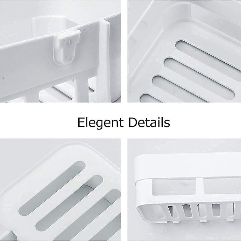 BROCCOLIN Plastic Wall Shelf for Kitchen & Bathroom | Self-Adhesive Storage Rack | No-Drill Wall Mounted Organizer | Multipurpose Holder for Shower & Home | Strong & Durable (Pack of 4) - Image 5