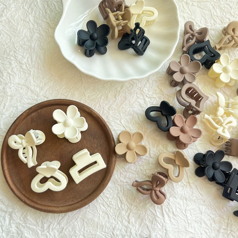 5Pcs Mini Series Hair Clips Milk Coffee Color Matte Plastic Cute Sweet Hold Bangs Loose Hair Gift - Image 2