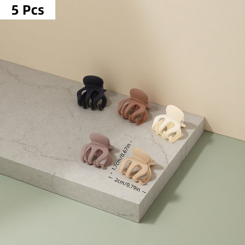 5Pcs Mini Series Hair Clips Milk Coffee Color Matte Plastic Cute Sweet Hold Bangs Loose Hair Gift - Image 4
