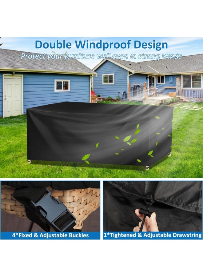 Garden Furniture set Covers, Outdoor Patio Furniture Cover Waterproof 420D Oxford Anti-UV Tear-Resistant Rectangular Rattan Furniture Covers 250x200x80cm - Image 4