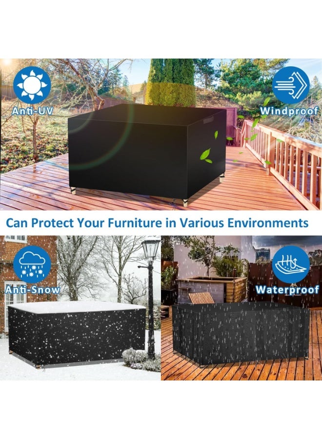 Garden Furniture set Covers, Outdoor Patio Furniture Cover Waterproof 420D Oxford Anti-UV Tear-Resistant Rectangular Rattan Furniture Covers 250x200x80cm - Image 5