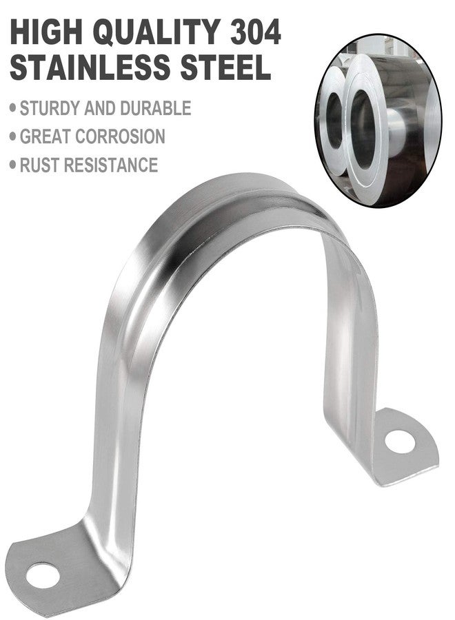 HOZEON 100 PCS 1-1/2 Inch Inches Stainless Steel Pipe Strap, M40 Strong and Durable Two Hole Strap U Bracket, Rigid Pipe Strap Clamp for Fixing Various Pipe On Different Surfaces - Image 3