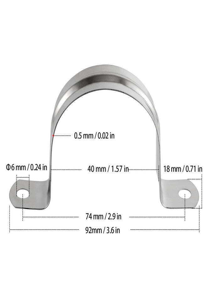 HOZEON 100 PCS 1-1/2 Inch Inches Stainless Steel Pipe Strap, M40 Strong and Durable Two Hole Strap U Bracket, Rigid Pipe Strap Clamp for Fixing Various Pipe On Different Surfaces - Image 2