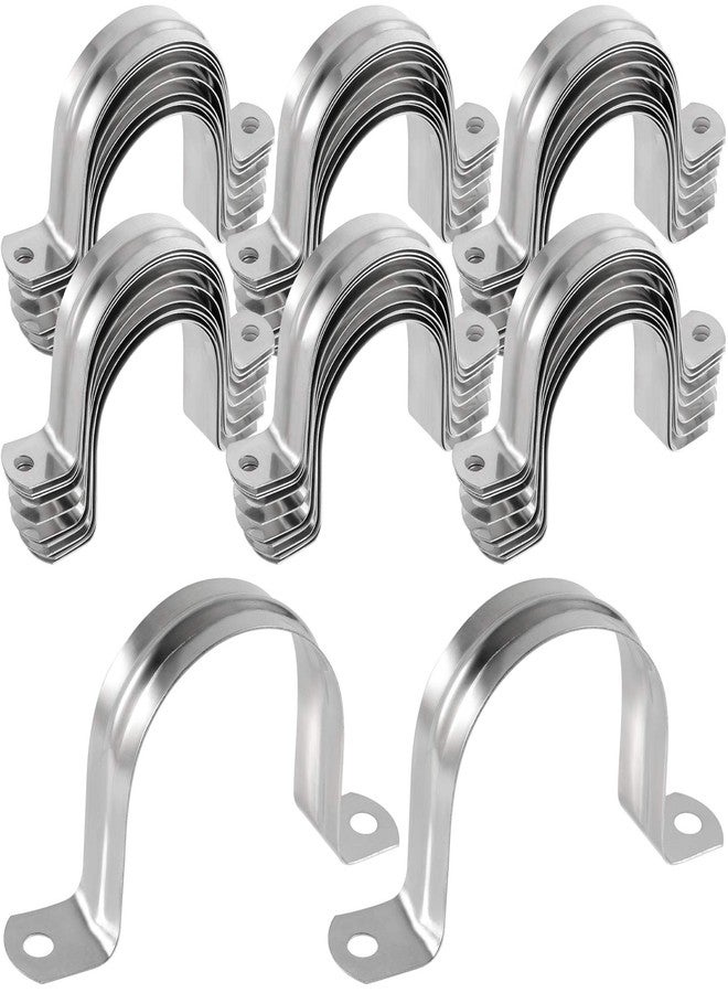 HOZEON 100 PCS 1-1/2 Inch Inches Stainless Steel Pipe Strap, M40 Strong and Durable Two Hole Strap U Bracket, Rigid Pipe Strap Clamp for Fixing Various Pipe On Different Surfaces - Image 1