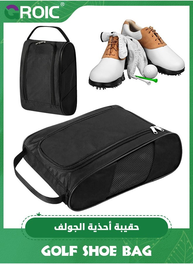 GROIC - Golf Shoe Bag, with Large Pockets for Socks, Gloves, Tees, Balls, Brush, Designed with a Buckle Top Carry Handle, Zippered Sport Shoe Carrier Bags with Ventilation, Unique Golf Gifts for Unisex - Image 1