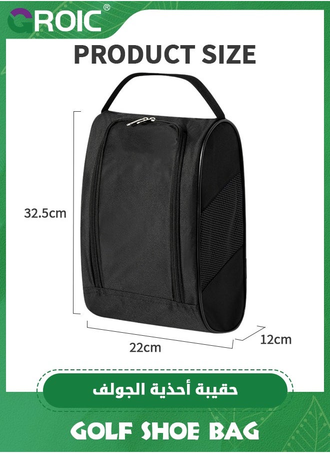 GROIC - Golf Shoe Bag, with Large Pockets for Socks, Gloves, Tees, Balls, Brush, Designed with a Buckle Top Carry Handle, Zippered Sport Shoe Carrier Bags with Ventilation, Unique Golf Gifts for Unisex - Image 1