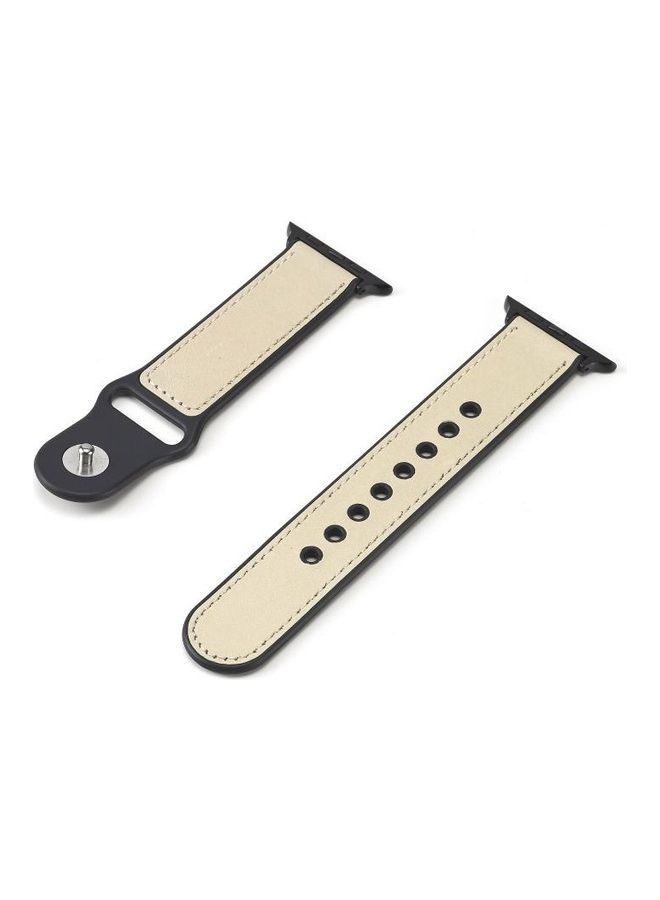 NIBEMINENT Replacement Watchband For Apple Watch Cream/White - Image 1