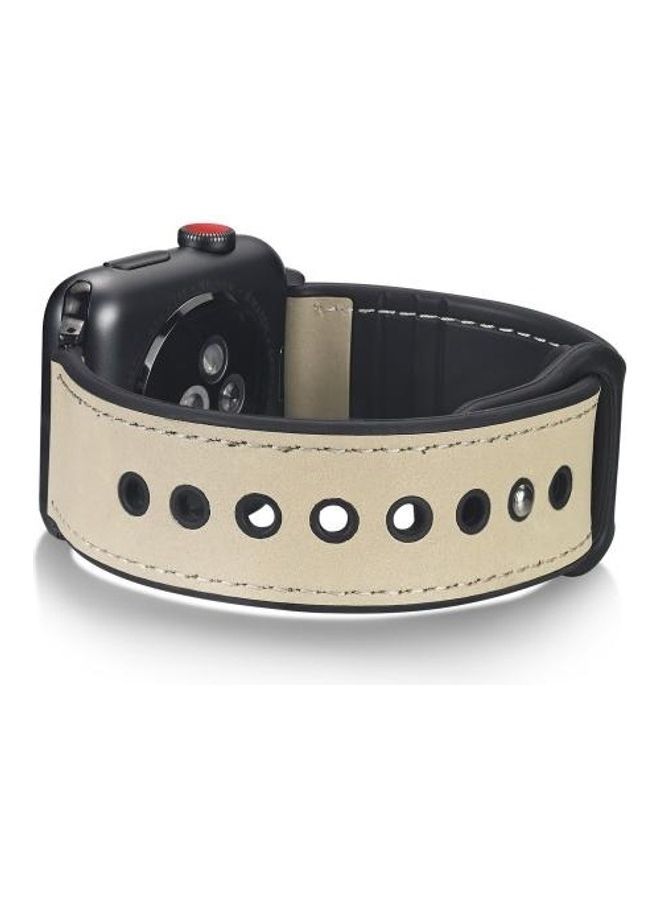 NIBEMINENT Replacement Watchband For Apple Watch Cream/White - Image 2