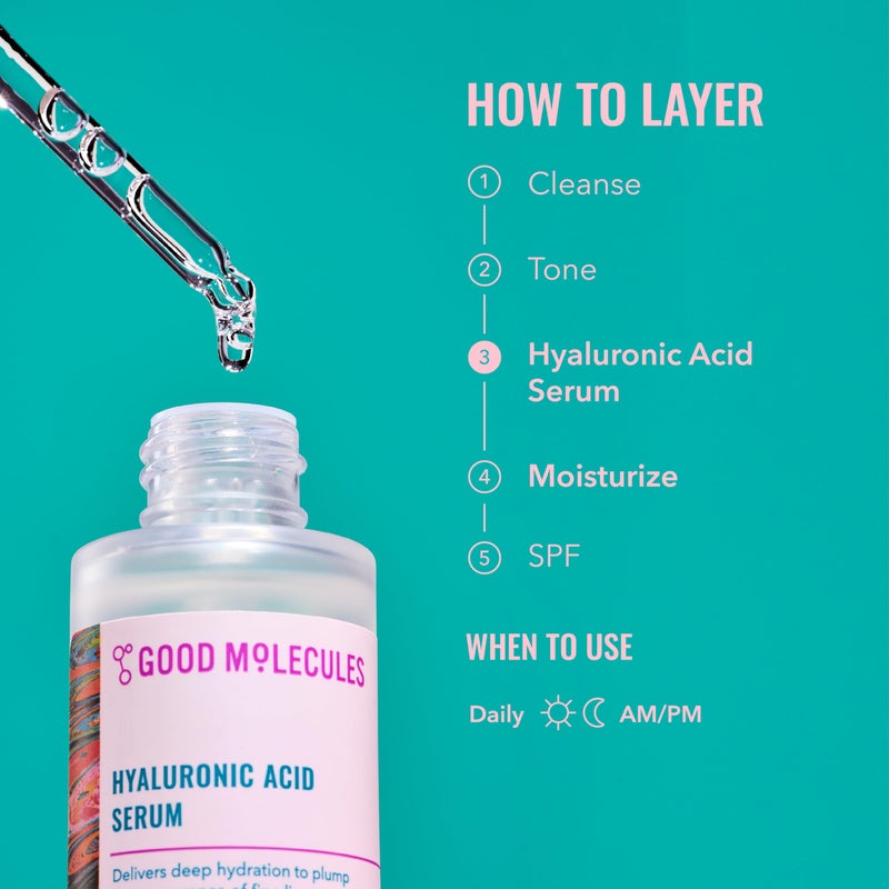 Good Molecules مصل حمض الهيالورونيك من Good Molecules - تركيبة مرطبة غير دهنية لترطيب البشرة وإضفاء النضارة عليها - 1% حمض الهيالورونيك، مضاد للشيخوخة، للعناية بالبشرة على الوجه - Image 5