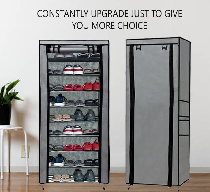 PHILOSHOP PHILOSHOP 9 Layer Shoes Rack for Home Metal Adjustable Shoe Stand Organizer Stackable Storage Bedroom entryway Adjustable Slots Shelf Easy Footwear Rack MultiPurpose Durable Plastic - Image 2