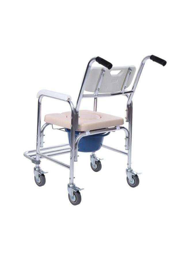 Generic - 3in1 Bedside Commode Transport Wheelchair Multiple Function Folding Bathroom Shower Chair Bedside Toilet Seat Detachable Bucket with Locking Rear Castors and Leg Rest - Image 1