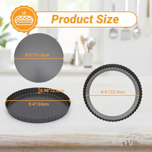 Beasea Tart Pan 9 Inch Removable Bottom, Non Stick Tart Pan with Removable Bottom Round Pie Pan for Baking - Image 2