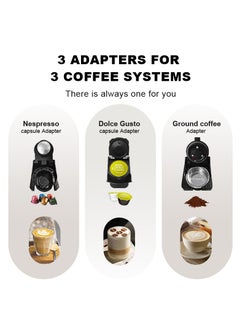 Cafelffe Multiple Capsule Coffee Maker Automatic Pod Machine For 3 Adapters 1450W Black  - Image 2
