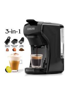 Cafelffe Multiple Capsule Coffee Maker Automatic Pod Machine For 3 Adapters 1450W Black  - Image 1