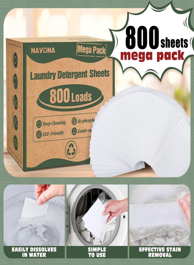 Navona 800 Loads Mega Pack Laundry Detergent Sheets, Eco-friendly Laundry Sheets, Powerful Cleaning, Suitable for Homes, Dorms, and Apartments - [Fresh Scent] - Image 2