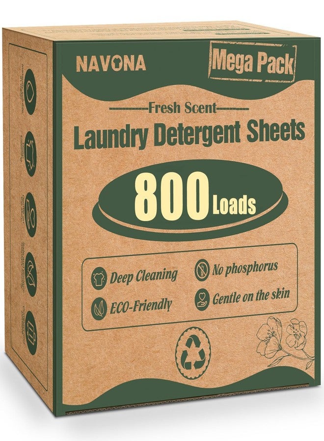Navona 800 Loads Mega Pack Laundry Detergent Sheets, Eco-friendly Laundry Sheets, Powerful Cleaning, Suitable for Homes, Dorms, and Apartments - [Fresh Scent] - Image 1