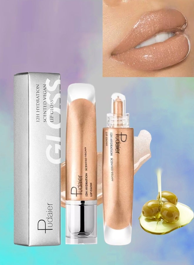 pudaier Lip Gloss Plumping Moisturizing and 12H Hydration Scented Vegan Lip Plumper Liquid Lipstick Sparkling Shiny Glossy Finish Lip Color Lifter Lip Plump Oil Gloss Lip Oil 02 - Image 1
