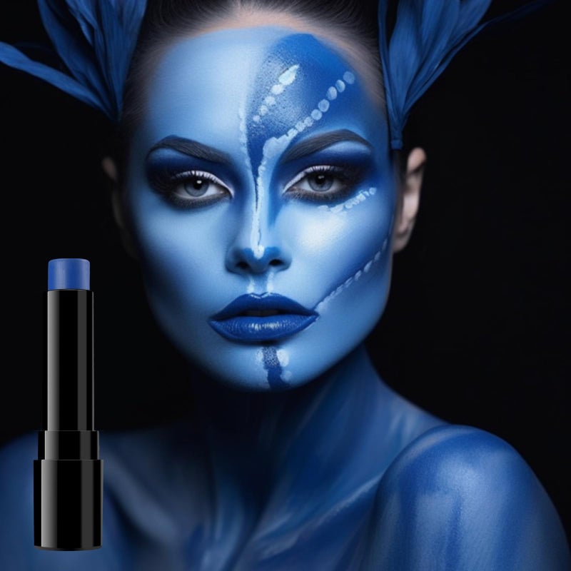 BADCOLOR Blue Face Body Paint Stick Eye Black, Royal Blue Face Painting for Softball Football Baseball Lacrosse, Professional Facepaint Makeup for Halloween Special Effects Cosplay Costume Parties - Image 2