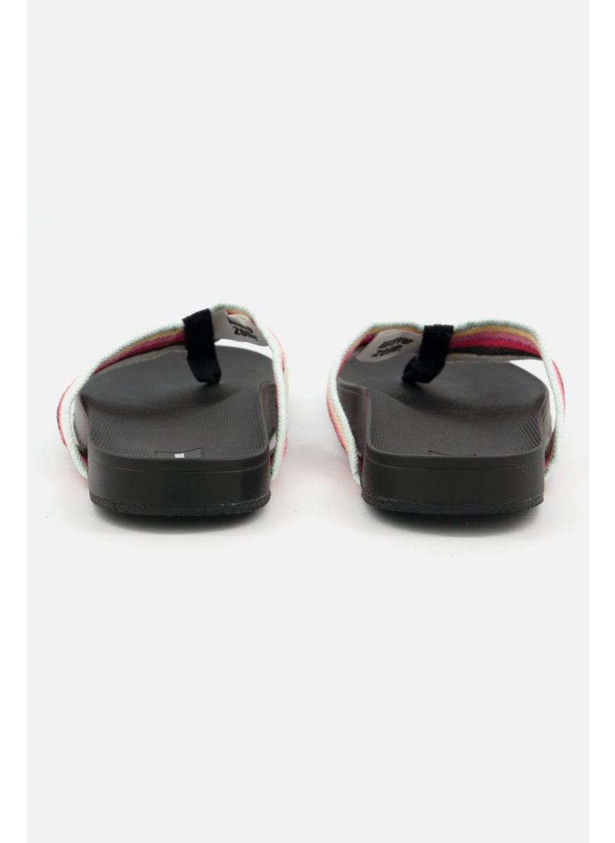 Meijer - Women  Rainbow Webbing Slip On Slippers, Black Combo - Image 1