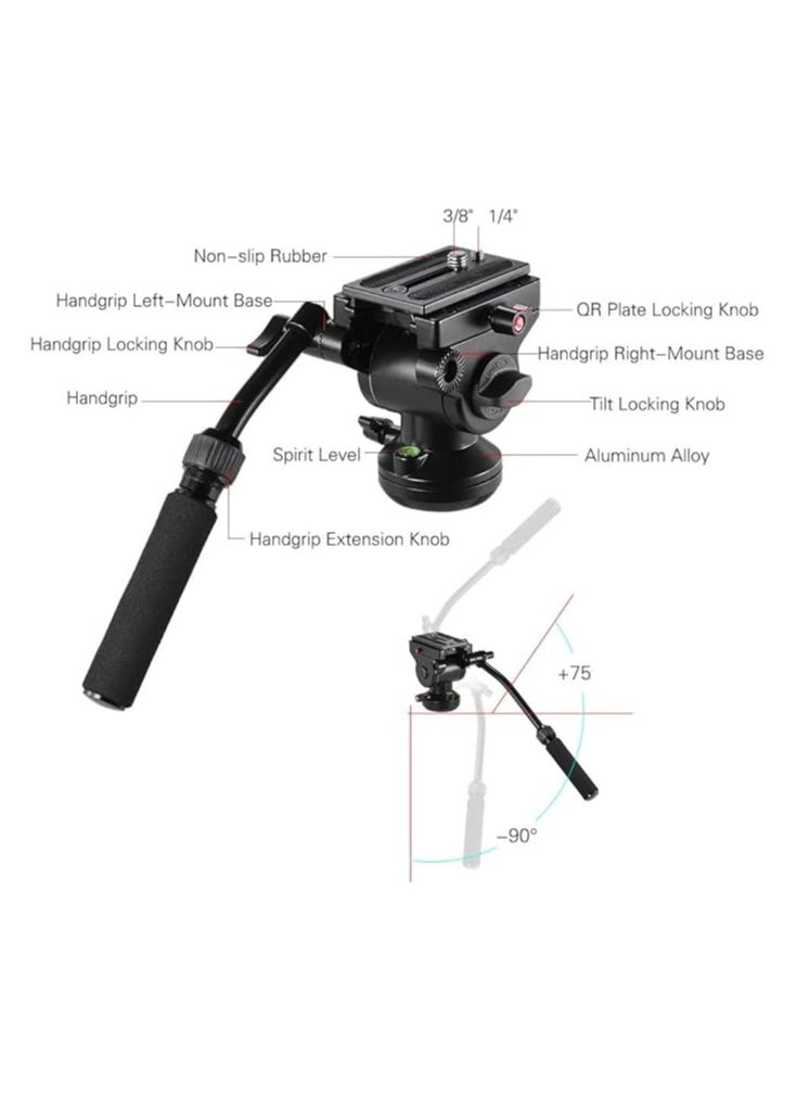 PROMAGE Click to see full view DS003H Tripod Head for 3-Axis 360 DSLR Cameras – Professional Photography Equipment Achieve smooth and precise adjustments directions, allowing for complete creative control over your shots  - Image 4