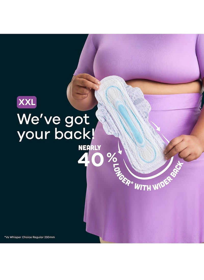 Whisper Whisper Bindazzz Nights 15 XXL Sanitary Pads, Upto 0% Leaks All Night Long, For Heavy Flow, Nearly 40% Longer with Wider Back, Active odor lock so you feel fresh, Disposable Wrapper  - Image 4