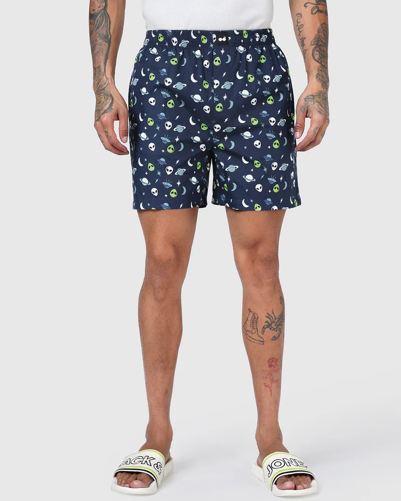 بيواكوف Men's Pageant Blue All Over Printed Boxers