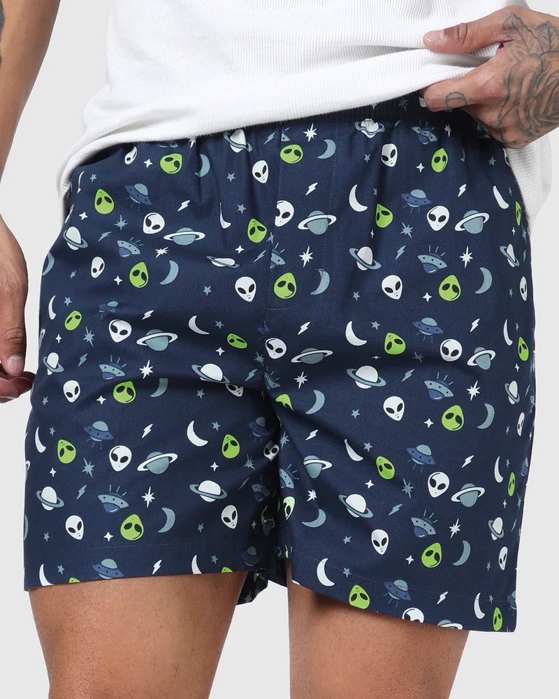 بيواكوف Men's Pageant Blue All Over Printed Boxers