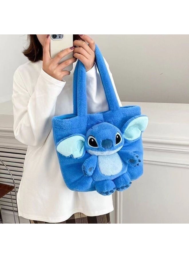Stitch Factory Mall حقيبة كتف بغرزة زرقاء، حقيبة قطيفة، حقيبة رسول، حقيبة دلو، حقيبة تخزين - Image 3