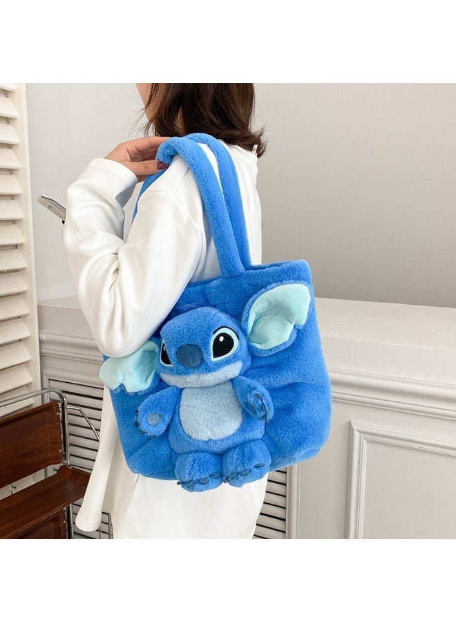 Stitch Factory Mall حقيبة كتف بغرزة زرقاء، حقيبة قطيفة، حقيبة رسول، حقيبة دلو، حقيبة تخزين - Image 2