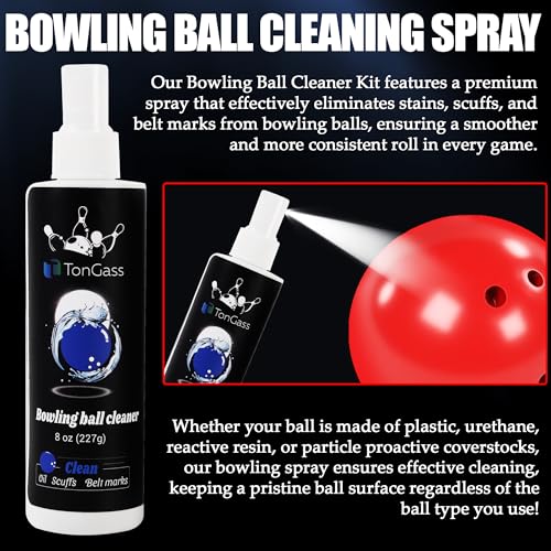TonGass Combo Pack Bowling Ball Cleaner Spray Kit, 10"x8" Bowling Ball Towel with Easy-Grip Dots, Bowlings Polisher Bag for Storage, Portable Bowlings Cleaner Set - Oil Scuff Mark Cleaners - Image 3