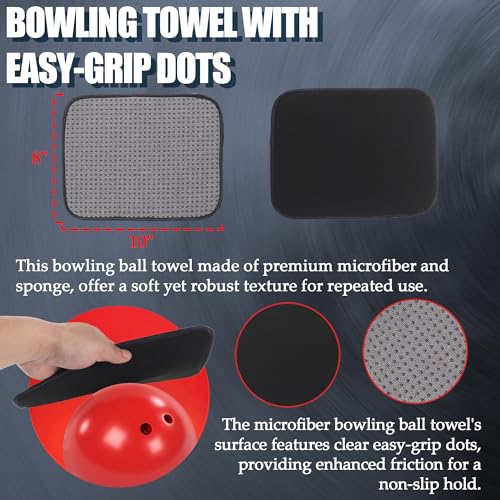 TonGass Combo Pack Bowling Ball Cleaner Spray Kit, 10"x8" Bowling Ball Towel with Easy-Grip Dots, Bowlings Polisher Bag for Storage, Portable Bowlings Cleaner Set - Oil Scuff Mark Cleaners - Image 4