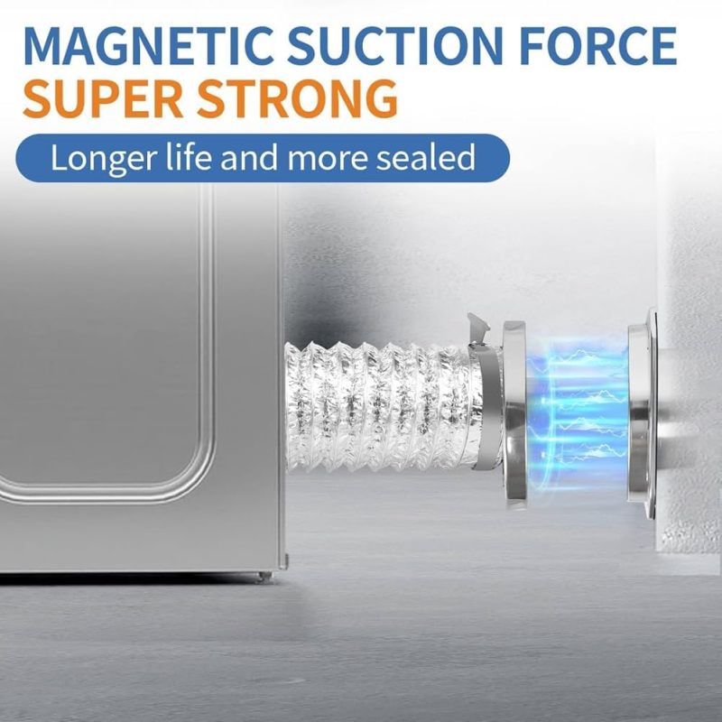 Magnetic Dryer Vent Kit: Silver Airtight Vent Coupling - Quick Connect Vent Kit for Laundry Room Venting - Image 4