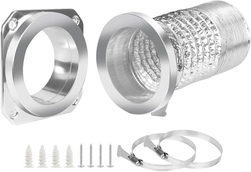 Magnetic Dryer Vent Kit: Silver Airtight Vent Coupling - Quick Connect Vent Kit for Laundry Room Venting - Image 1