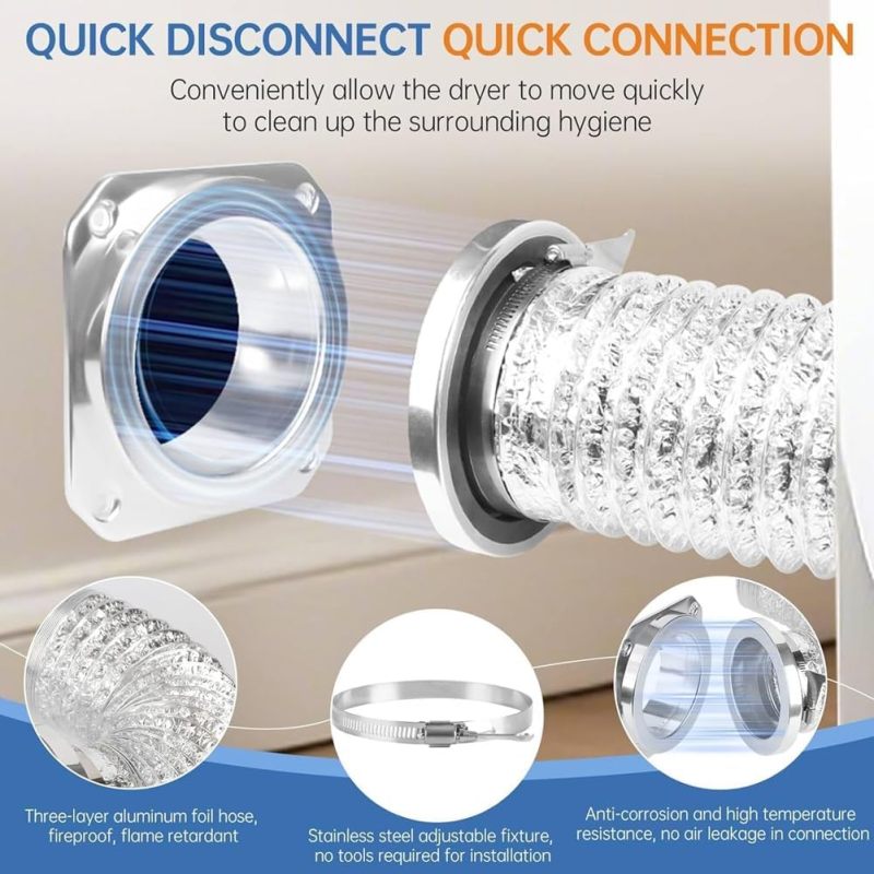 Magnetic Dryer Vent Kit: Silver Airtight Vent Coupling - Quick Connect Vent Kit for Laundry Room Venting - Image 5