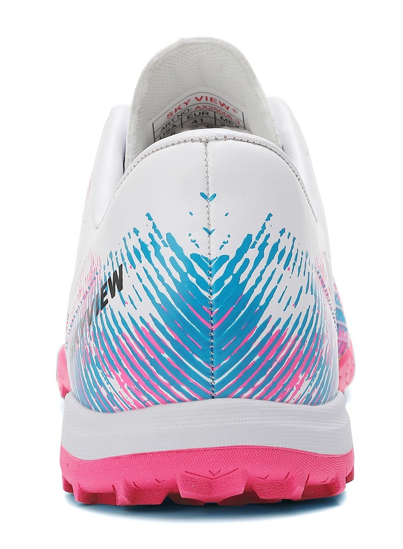 سكاي فيو أحذية كرة قدم للأولاد والبنات برباط أحذية كرة قدم عشبية للأطفال للاستخدام الداخلي والخارجي أحذية كرة قدم للجنسين IC أو IN حذاء رياضي مسطح عريض للتدريب - Image 4