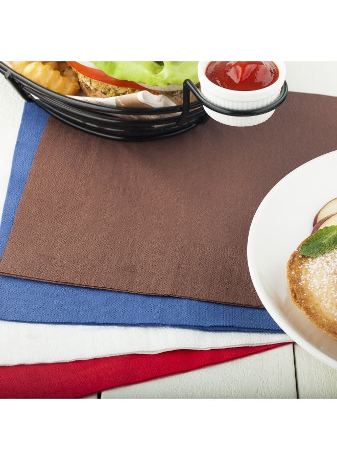 Restaurantware Luxenap 15.5 x 15.3 Inch 2-Ply Dinner Napkins, 1800 Disposable Napkins - Linen Feel, Soft And Absorbent, Brown Paper Folded Napkins, Square, For Lunch, Dinner, Or Everyday Use  - Image 3