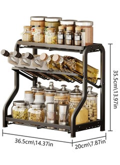 Arabest Rack Organizer- Three Layers Seasoning Organizer for Kitchen| Kitchen Rack| Multifunctional Carbon Steel Kitchen Organizer| Anti Skid Strong Bearing for Oil, Salt, Sauce, Vinegar(Black)  - Image 5