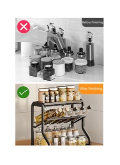 Arabest Rack Organizer- Three Layers Seasoning Organizer for Kitchen| Kitchen Rack| Multifunctional Carbon Steel Kitchen Organizer| Anti Skid Strong Bearing for Oil, Salt, Sauce, Vinegar(Black)  - Image 3