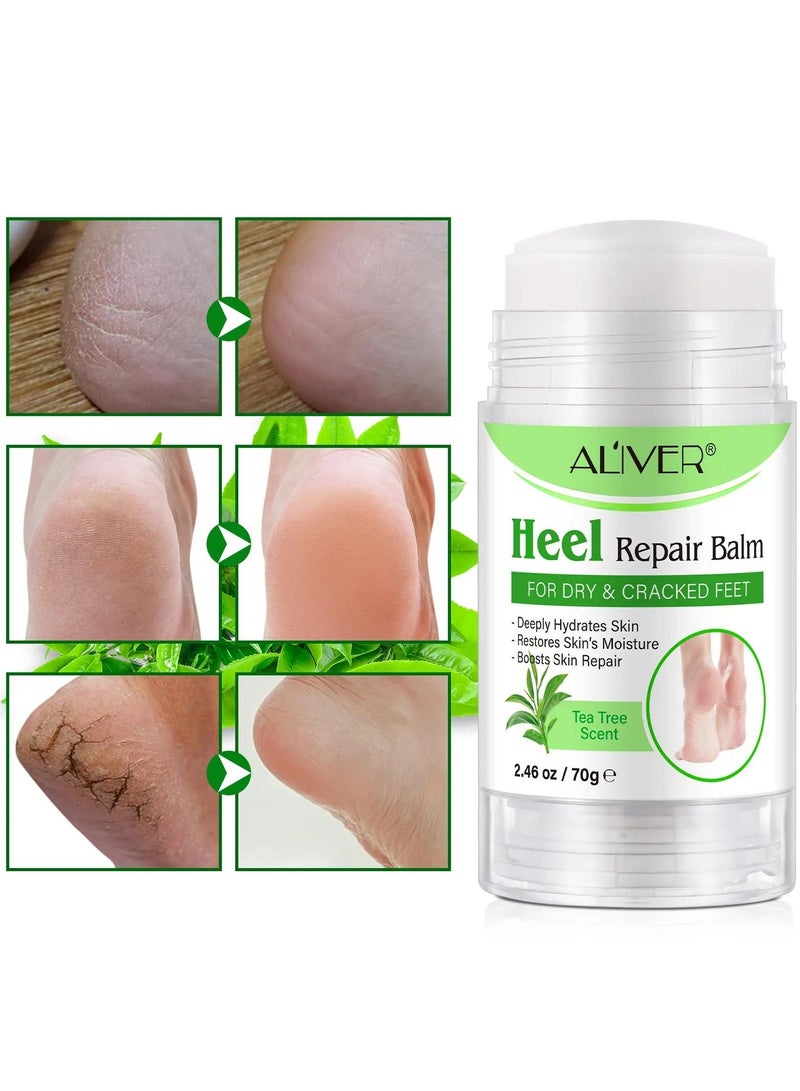 ALIVER بلسم إصلاح الكعب المتشقق 70 جرام مستخلص شجرة الشاي كريم للقدمين للكعوب المتشققة والجلد الجاف بلسم إصلاح الكعب المتشقق مع زبدة الشيا وزيت الزيتون يرطب وينعم القدمين الجافتين - Image 3