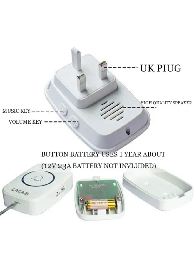 CACAZI Waterproof Wireless Doorbell with LED Flash, Over 1000 Feet Range, 60 Sounds and 5 Levels of Volume, Cordless Doorbell for Home, Office, Apartment, Hotel, Warehouse and Anti-Theft White - Image 4