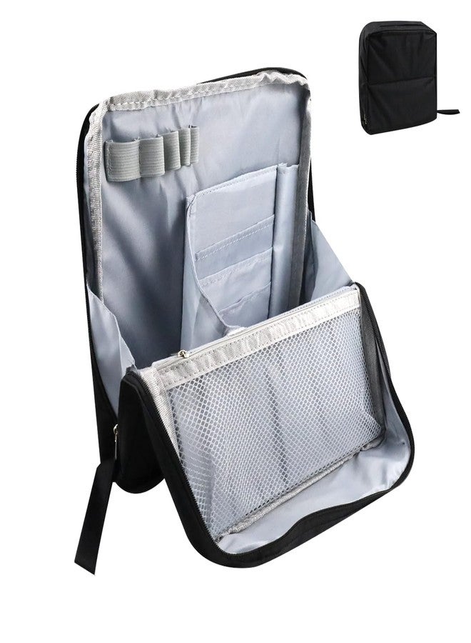 Jaxbo Standing Makeup Bag, Parallel Travel Makeup Bag with Multiple Compartments, Large Capacity, Waterproof, Standing Cosmetic Bags for Travel, Fitness, School and Office - Image 1