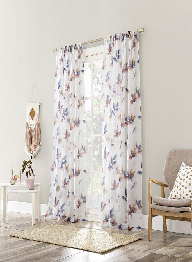 No. 918 Ellie Floral Print Sheer Rod Pocket Curtain Panel, Multi Color, 51" W x 84" L (1 Panel) - Image 5
