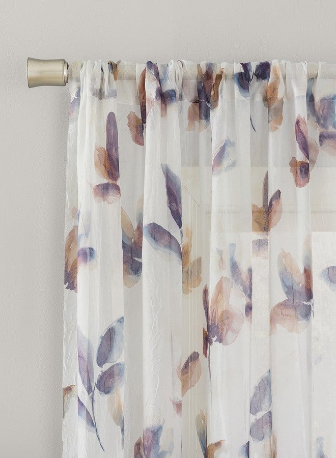 No. 918 Ellie Floral Print Sheer Rod Pocket Curtain Panel, Multi Color, 51" W x 84" L (1 Panel) - Image 2