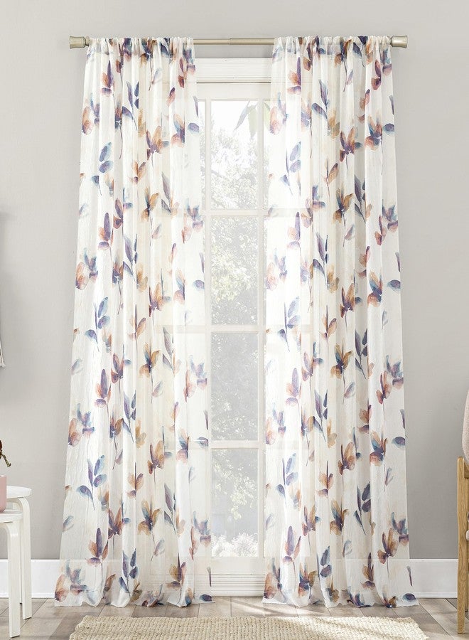 No. 918 Ellie Floral Print Sheer Rod Pocket Curtain Panel, Multi Color, 51" W x 84" L (1 Panel) - Image 1
