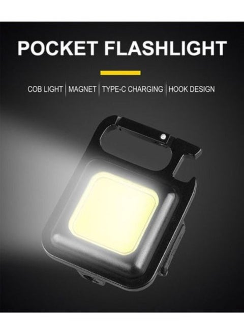Small Flashlight, Bright Rechargeable Keychain Flashlights, 1000Lumens COB Mini Flashlight with 3 Light Modes, Portable Pocket Light with Folding Bracket, Bottle Opener and Magnet Base for Walking